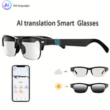 Black half-frame AI translation glasses + variable light lenses