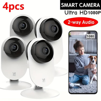 4-Pack Indoor Security Camera System 2.4G WiFi HD Color Night Vision Two-Way Audio AI Motion Detection Human & Pet Alerts Smart App Remote View Home Baby Monitor