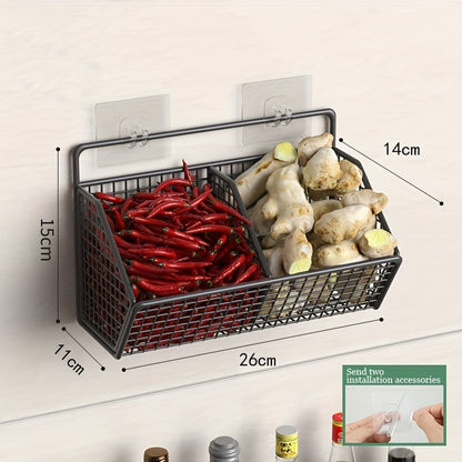 Black Wall-Mounted Wire Storage Basket with Open Front in Two- or Three-Grid Width Options