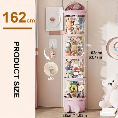 Stuffed Animal Storage Tower – Clear Plastic Toy Organizer with Layered Shelves, Visible Spacious Display Box for Kids Room, Living Room & Bedroom, Great Christmas Gift for Girls