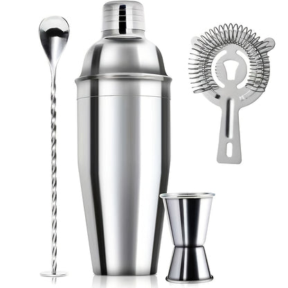 Bartender Set 10-Piece Stainless Steel Cocktail Shaker Bar Tool Kit with Bamboo Stand Home Bar Accessories Housewarming Father's Day Gift