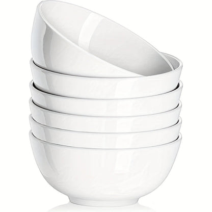 Ceramic Bowls Set 22oz White Porcelain - Dishwasher & Microwave Safe Soup Bowls for Kitchen, Cereal, Ramen, Oatmeal, Salad & Rice - Polished Finish Round Bowls Available in 4 or 6 Piece Sets