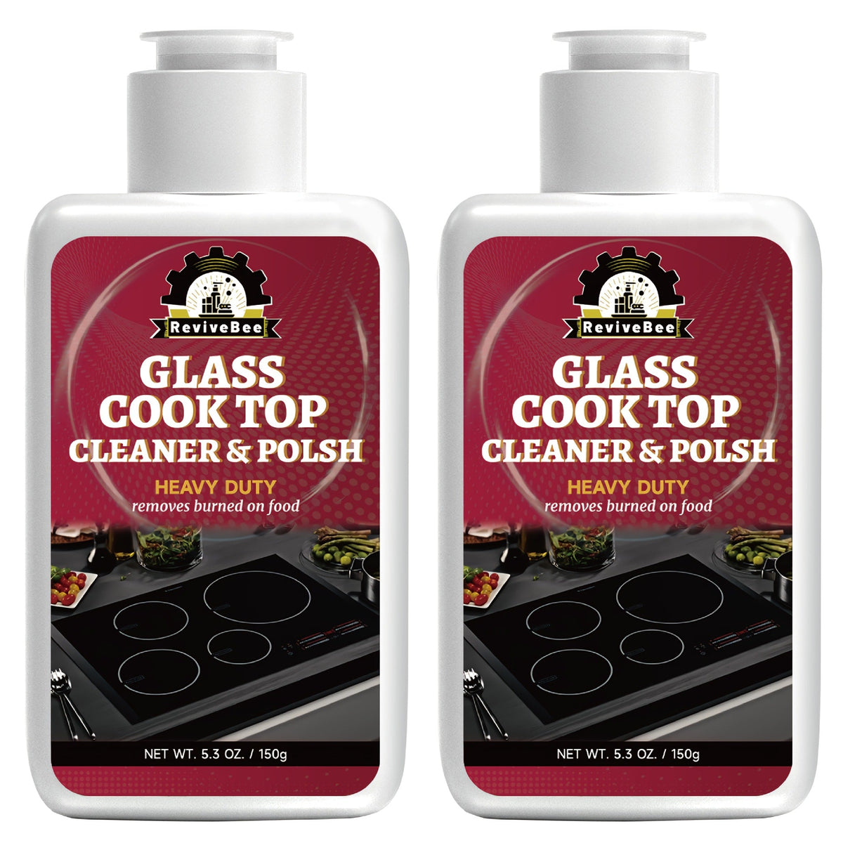 Ceramic Stove Cleaner Gel – Fast-Acting Stovetop Cleaner Removes Burnt-On Grease & Stains Without Scratching, Non-Toxic Non-Irritating Formula for Glass Ceramic Cooktop, Kitchen Cleaning Essentials