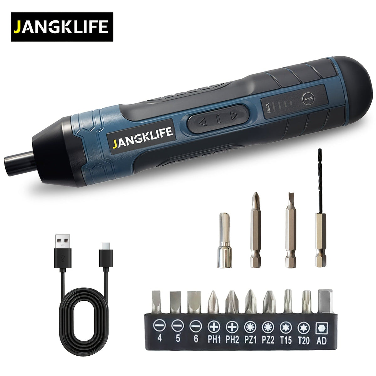 Cordless Electric Screwdriver Set, Rechargeable Power Screwdriver with LED Light, DC Charging, Bit Accessories Included