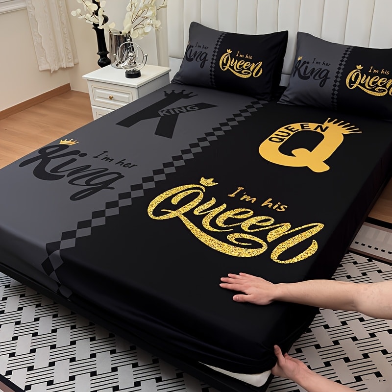 Three-Piece Microfiber Fitted Sheet Set with Pillowcases in Eight Size and Print Options for Bedrooms