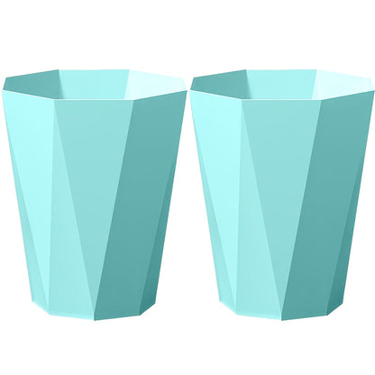 Trash Can 2 Pack Nordic Octagonal Wastebasket - Small Open Top Geometric Plastic Waste Bin with Brushed Finish for Bathroom, Bedroom, Kitchen, Home Office, Modern Scandinavian Decor Trash Bin Set