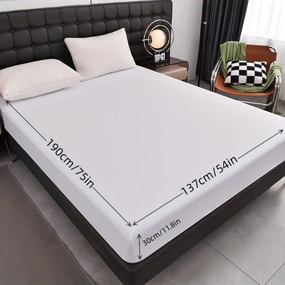Waterproof Solid-Color Fitted Sheet with 11.8-Inch Pocket, Six Colors and Twin to King Sizes