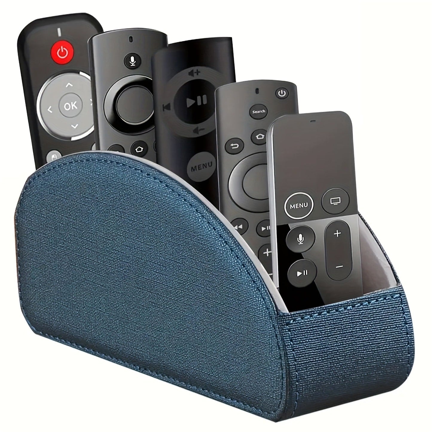 Faux Leather Desktop Organizer 5 Compartments – Multifunctional Remote Control Holder Caddy, Pen Holder Storage Box for Remote Controls, Pens, Eyeglasses, Makeup Brushes & Office Stationery, 10 Styles