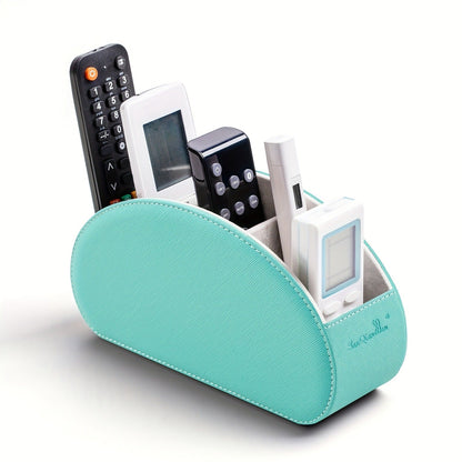 Five-Compartment PU Leather Remote Control and Desk Organizer Caddy with Nine Color and Print Options