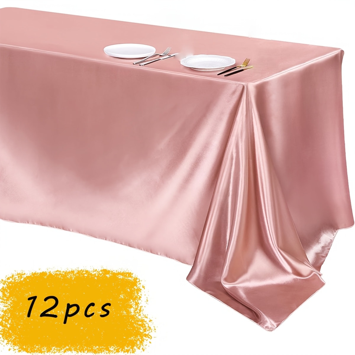 Satin Tablecloth 12pcs 57"x102" Rectangular Silky Smooth Fabric Table Cover for Wedding Banquet Birthday Party Holiday Event