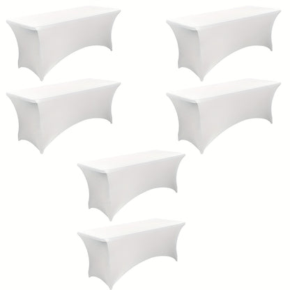 6 Foot Stretch Tablecloth 6/12/24 Pack - Rectangular Spandex Table Cover for Weddings, Trade Shows & Events