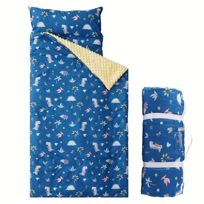 Kids Nap Mat Roll-Up Sleeping Mat for Daycare & Travel - 100% Polyester, Machine Washable, Fun Prints