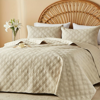 Coin-Pattern Quilt Set in Four Designs, Multiple Colors and Twin, Full-Queen or King-California King Sizes