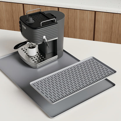 Kitchen Mat, 23.6x15.7-Inch Silicone Coffee Machine Mat with Detachable Side Pad and Three Styles