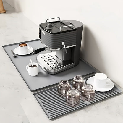 Kitchen Mat, 23.6x15.7-Inch Silicone Coffee Machine Mat with Detachable Side Pad and Three Styles