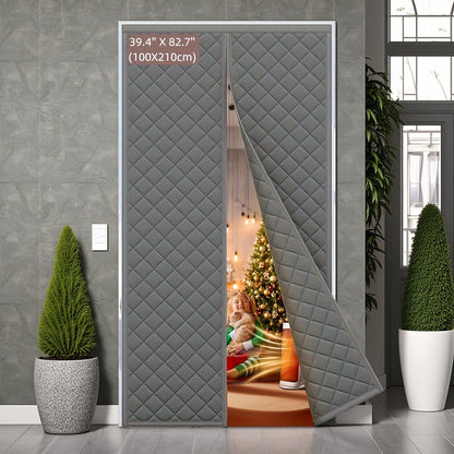 Quilted Magnetic Door Curtain in Grey or Brown with Six Exact Widths and 82.7-Inch Listed Length