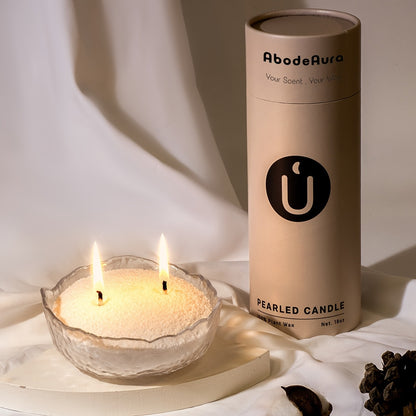 18oz Pearled Candle Kit with Hammered Glass Cup, 30 Separate Wicks and Five Scent Selections