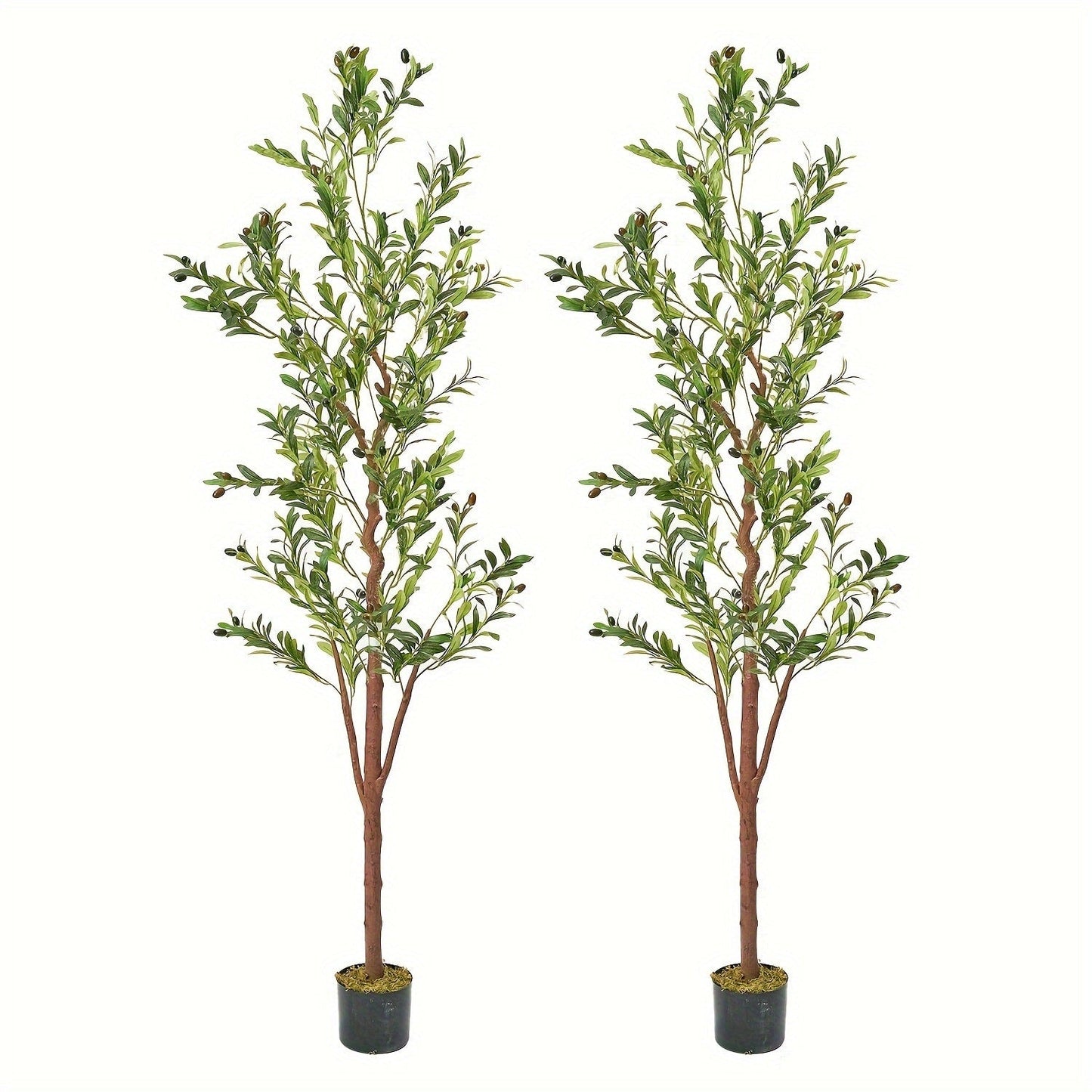 Artificial Olive Tree Large Faux Indoor Tree with Pot – Realistic 5FT 6FT 7FT Multi-Trunk Fake Olive Tree with Leaves & Fruits for Living Room Home Office Entryway Decor