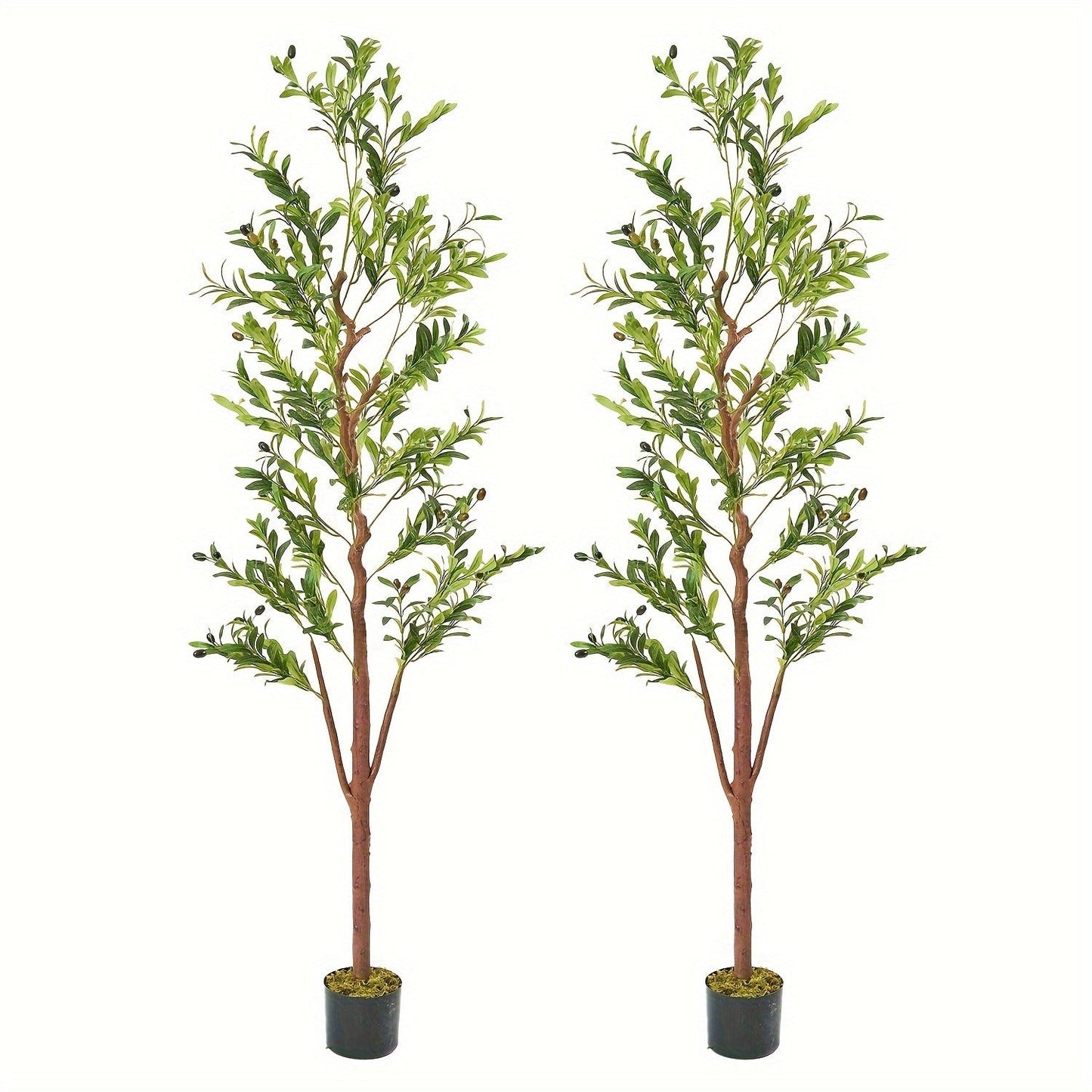 Artificial Olive Tree Large Faux Indoor Tree with Pot – Realistic 5FT 6FT 7FT Multi-Trunk Fake Olive Tree with Leaves & Fruits for Living Room Home Office Entryway Decor