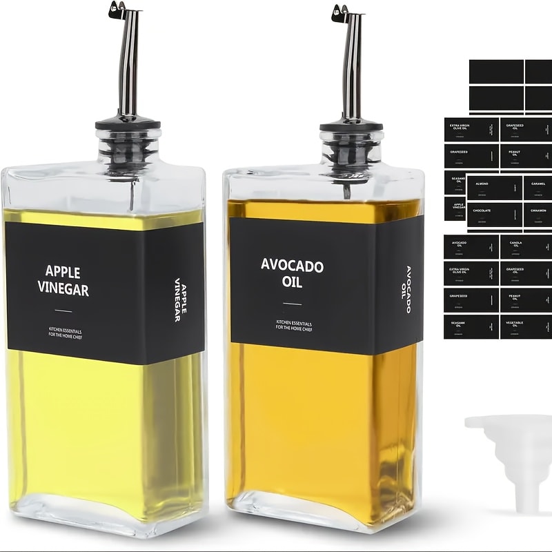 Glass Oil Dispenser Bottle 350ml - Olive Oil Vinegar Soy Sauce Coffee Syrup Dispenser for Kitchen