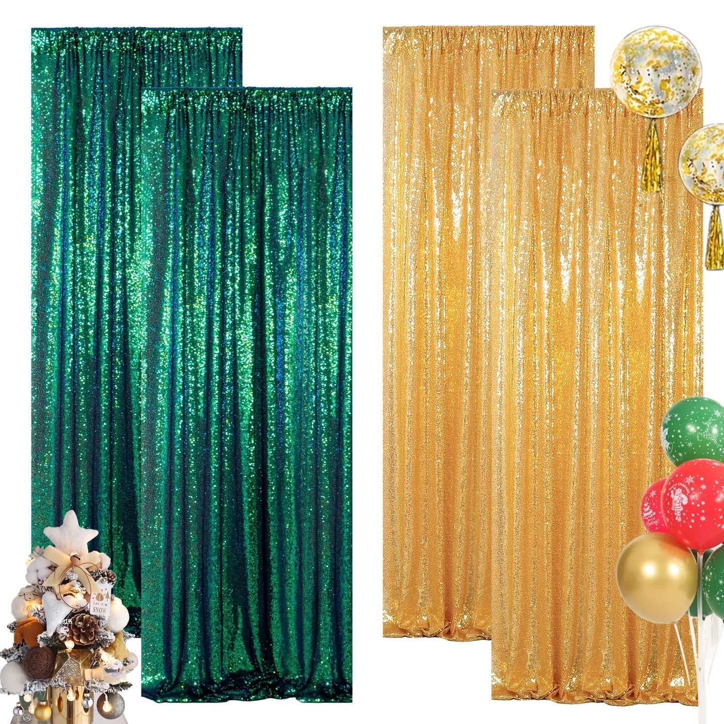 Sequin Backdrop Curtain for Party Wedding - 4x8ft Shimmering Glitter Curtain for Birthday Photo Booth Stage Decoration, Easy Hang, Multi-Color