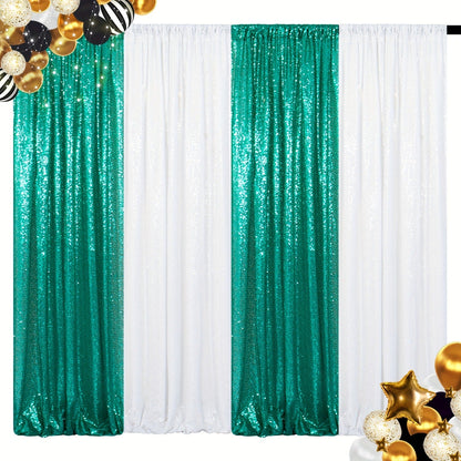 Sequin Backdrop Curtain 4 Panels 2FTx8FT – Shimmer Glitter Background for Wedding Party Photo Booth Decoration