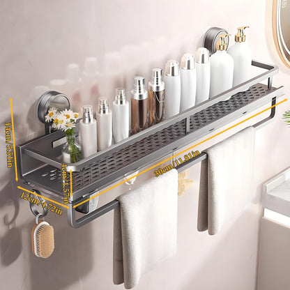 Wall Shower Caddy with Towel Bar, Hooks and Eight Exact Pole or Shelf-Length Checkout Options