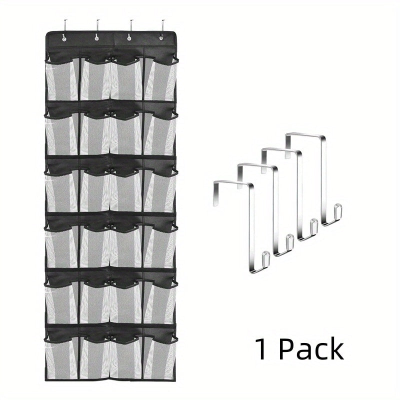 Over Door Shoe Organizer 24 Large Mesh Pockets – Foldable Breathable Hanging Storage Rack, Durable Fabric Closet Hanger for Shoes & Accessories, Space-Saving Door Organization
