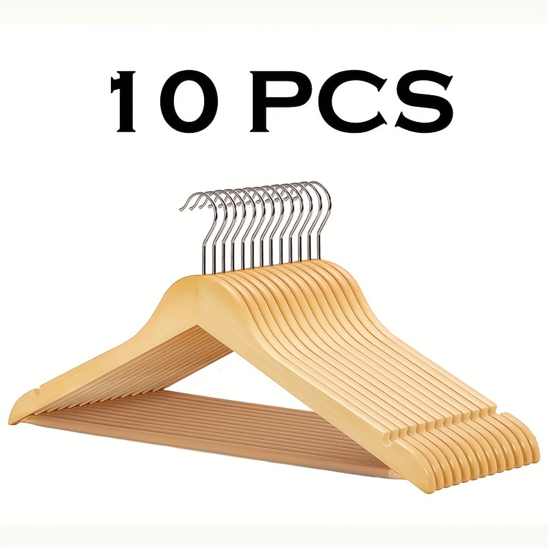 Premium Wooden Hangers with 360° Rotatable Hook & Shoulder Grooves | Slim Durable Wood Coat Suit Hangers | 10 20 30 Pack Closet Organizer in Natural & Champagne