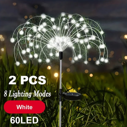 Solar Fireworks Lights Outdoor – 60 to 420 LED Solar Garden Fairy Lights with 8 Modes, Waterproof Copper Wire Sparkler Lights for Garden, Patio, Yard, Pathway & Holiday Decoration