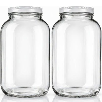 Two-Pack One Gallon Wide-Mouth Glass Storage Jar Set with Flip-Top Lids for Pantry and Pickling