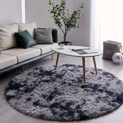 Area Rug, Round Shaggy Plush Carpet in Seven Colors and 4-, 5- or 6-Foot Diameters with Spot-Clean Care