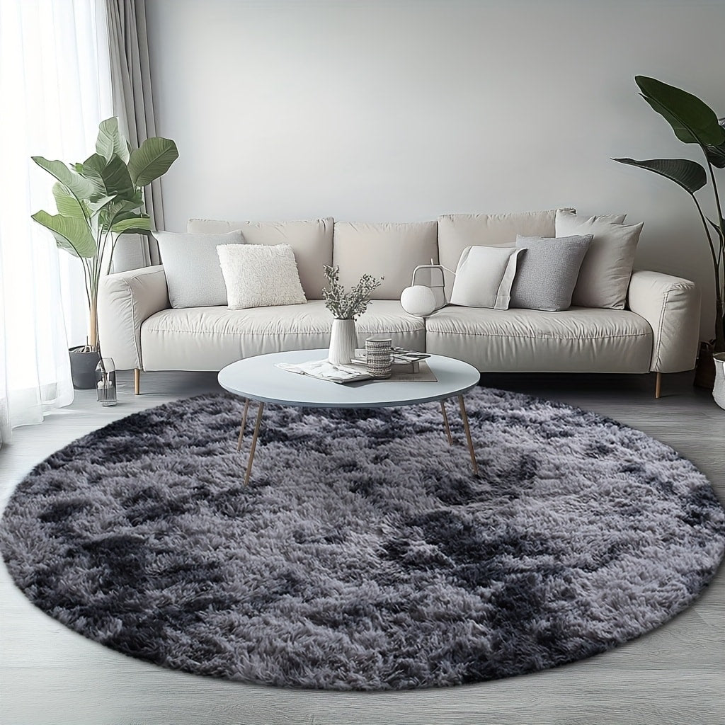 Area Rug, Round Shaggy Plush Carpet in Seven Colors and 4-, 5- or 6-Foot Diameters with Spot-Clean Care
