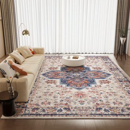 Tie-Dye Area Rug Retro Vintage Style Machine Washable Soft Floor Mat - Durable Indoor Outdoor Rug for Living Room Bedroom Kitchen, Colorful Boho Tie Dye Pattern Cozy Home Decor 5x7 8x10 9x12ft