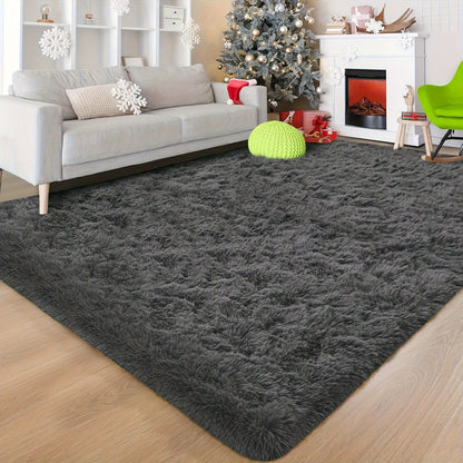 Shaggy Area Rug Soft Plush Fuzzy Carpet Non-Slip Tie-Dye Design for Bedroom Living Room Nursery Dorm — Pet Friendly Machine Washable Multiple Sizes & Colors