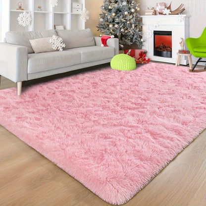 Shaggy Area Rug Soft Plush Fuzzy Carpet Non-Slip Tie-Dye Design for Bedroom Living Room Nursery Dorm — Pet Friendly Machine Washable Multiple Sizes & Colors