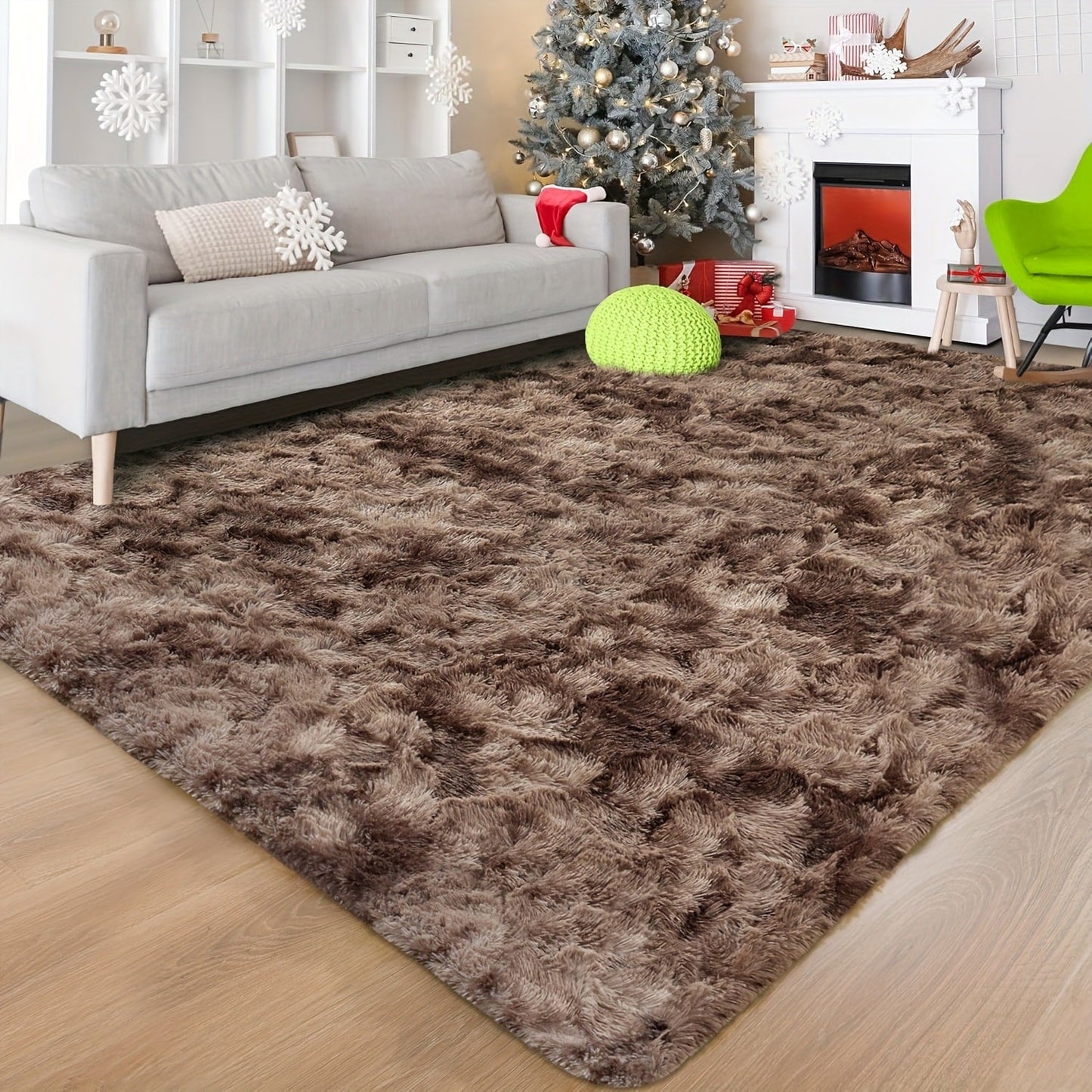 Shaggy Area Rug Soft Plush Fuzzy Carpet Non-Slip Tie-Dye Design for Bedroom Living Room Nursery Dorm — Pet Friendly Machine Washable Multiple Sizes & Colors