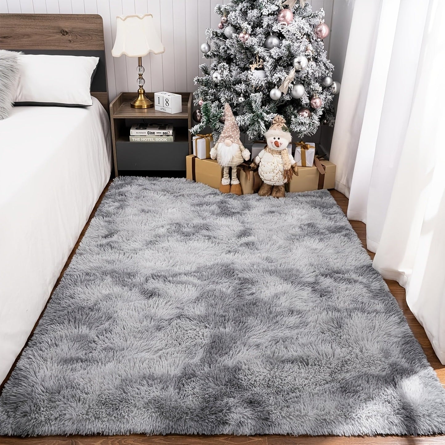 Shaggy Area Rug Soft Plush Fuzzy Carpet Non-Slip Tie-Dye Design for Bedroom Living Room Nursery Dorm — Pet Friendly Machine Washable Multiple Sizes & Colors
