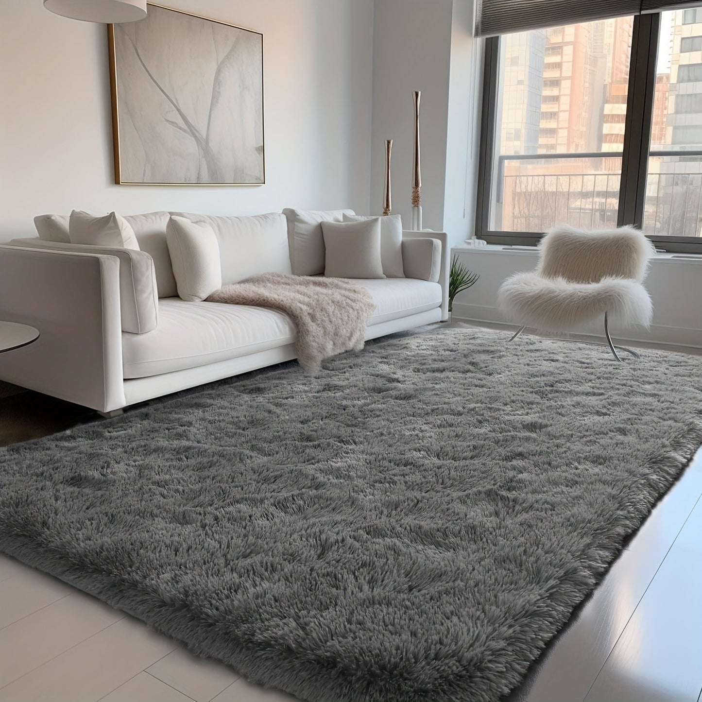 Shaggy Area Rug Soft Plush Fuzzy Carpet Non-Slip Tie-Dye Design for Bedroom Living Room Nursery Dorm — Pet Friendly Machine Washable Multiple Sizes & Colors