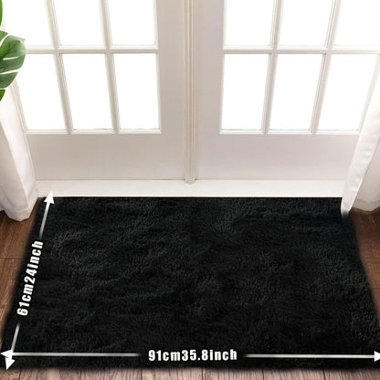 Rectangular Shaggy Area Rug with Four Color Labels and 24 x 35.8-Inch to 94.49 x 118.11-Inch Sizes