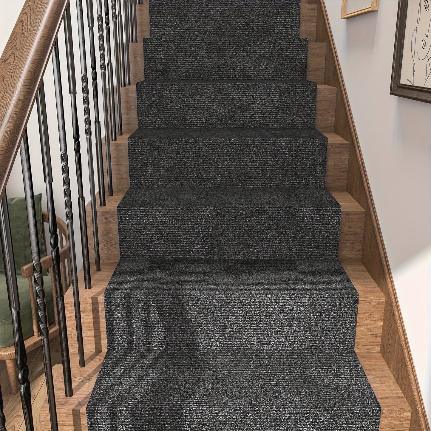 Non-Slip Runner Rug Self-Adhesive Carpet Strip Mat | Machine Washable Hallway Kitchen Stair Mat with Rubber Backing | Cat Scratch Protector Floor Covering
