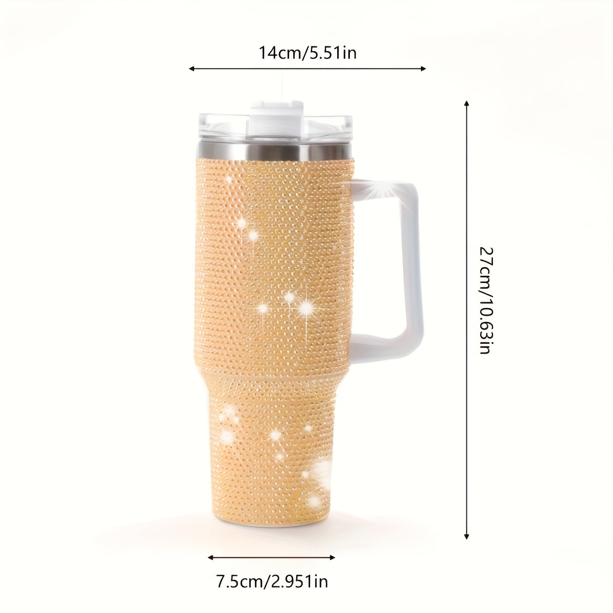 Insulated Tumbler 40oz All-Over Rhinestone Stainless Steel in Fifteen Retained Color Options