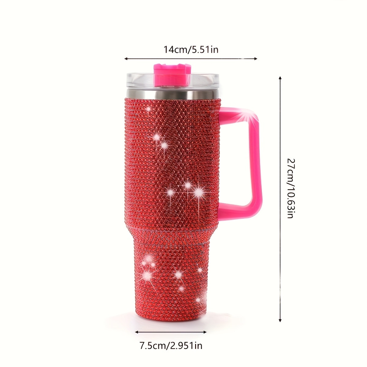 Insulated Tumbler 40oz All-Over Rhinestone Stainless Steel in Fifteen Retained Color Options