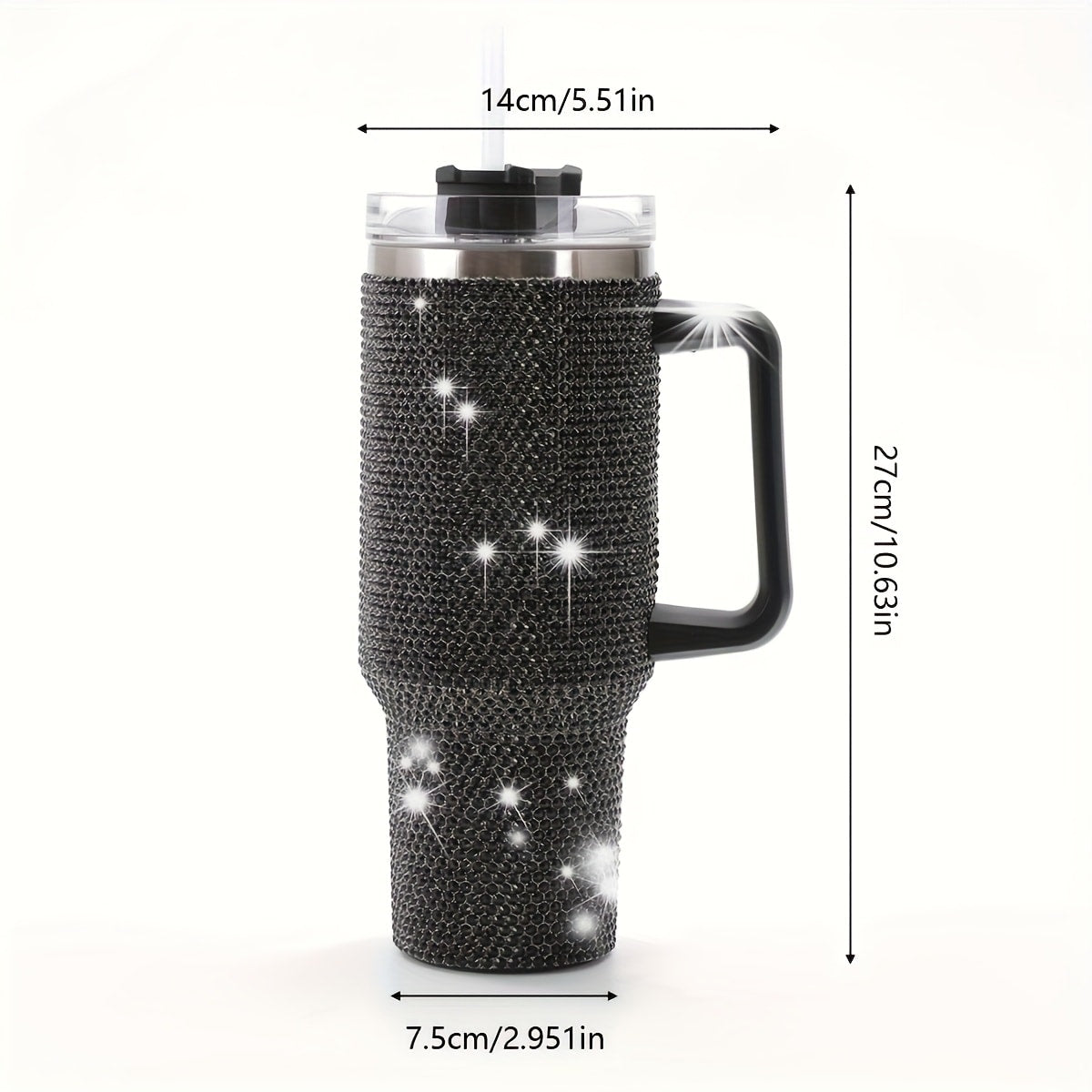 Insulated Tumbler 40oz All-Over Rhinestone Stainless Steel in Fifteen Retained Color Options