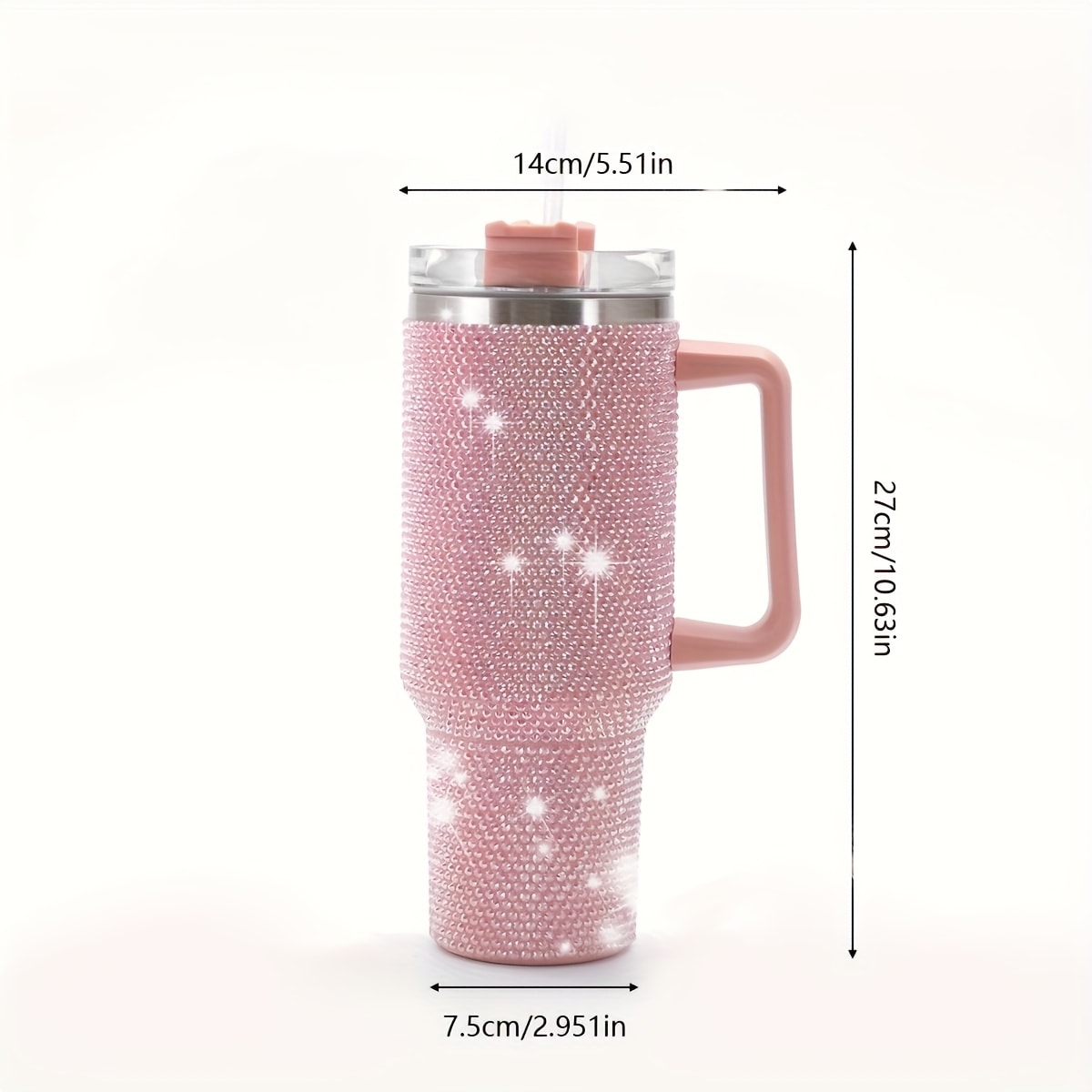 Insulated Tumbler 40oz All-Over Rhinestone Stainless Steel in Fifteen Retained Color Options