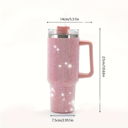 Insulated Tumbler 40oz All-Over Rhinestone Stainless Steel in Fifteen Retained Color Options