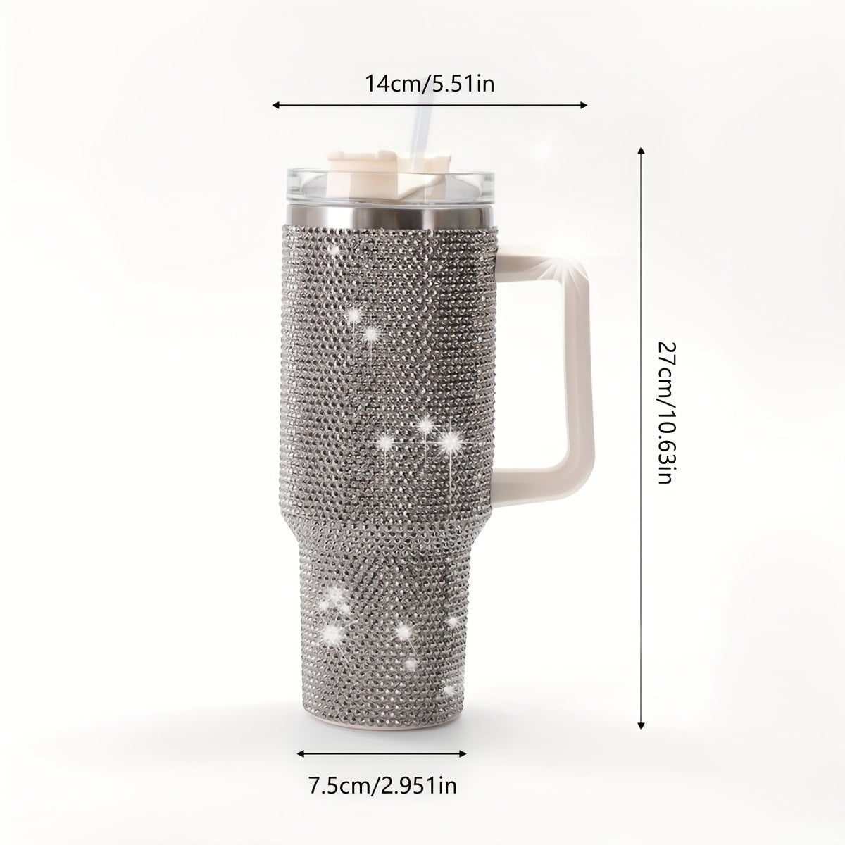 Insulated Tumbler 40oz All-Over Rhinestone Stainless Steel in Fifteen Retained Color Options