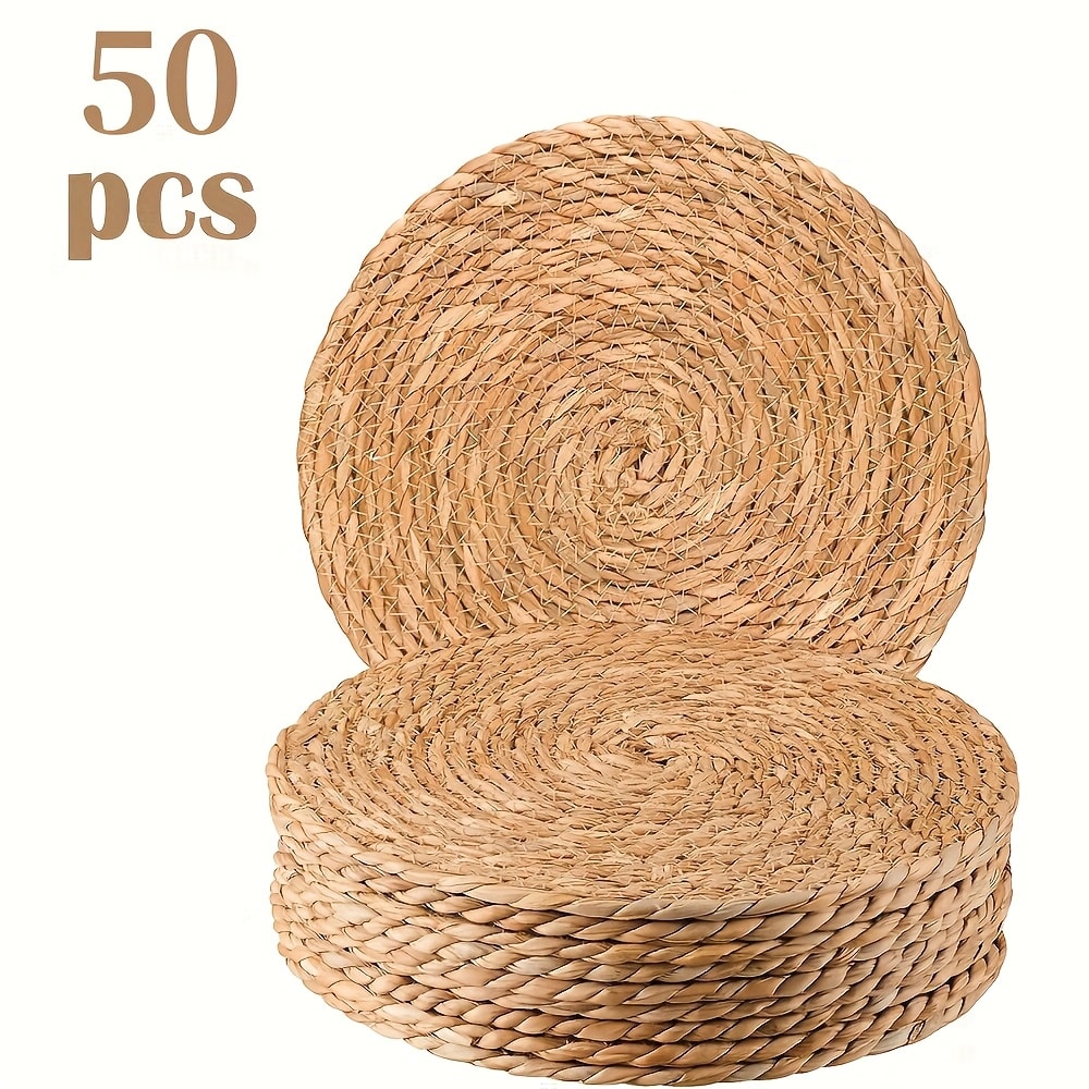 Round Braided Table Placemats in 6-, 10-, 20-, 30- or 50-Piece Options with 12-Inch Diameter