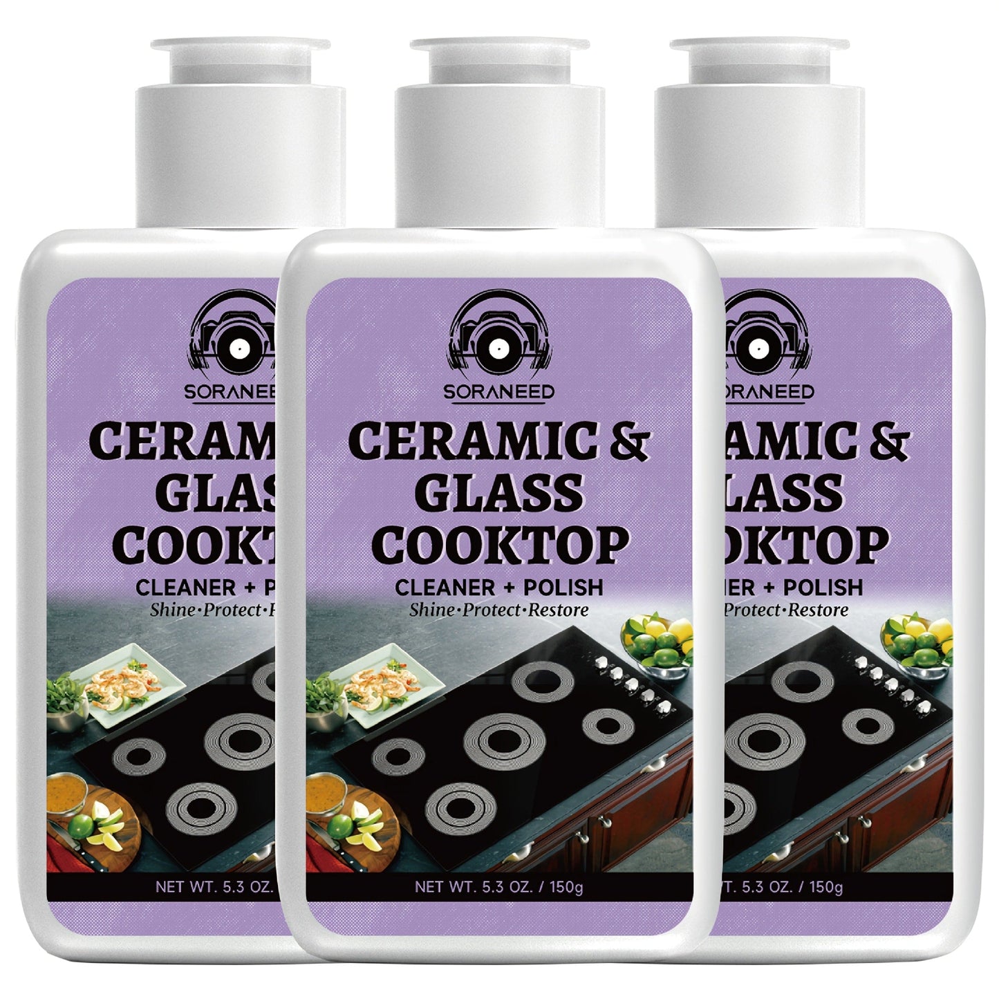 Ceramic Stovetop Cleaner Cream – Heavy Duty Glass Stove Top Cleaning Paste, Removes Burnt-On Grease & Stains, Non-Scratch, Non-Toxic, No Harsh Fumes, Safe for Induction & Electric Cooktops