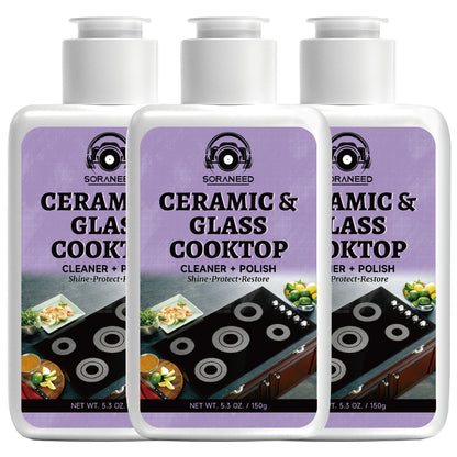 Ceramic Stovetop Cleaner Cream – Heavy Duty Glass Stove Top Cleaning Paste, Removes Burnt-On Grease & Stains, Non-Scratch, Non-Toxic, No Harsh Fumes, Safe for Induction & Electric Cooktops